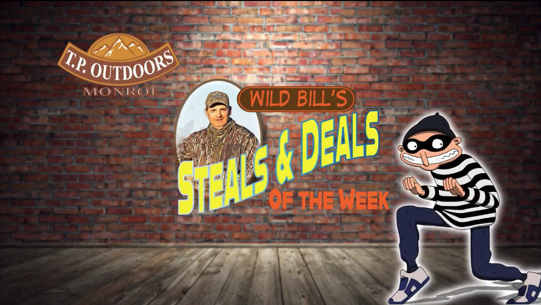 Cartoon graphics for T.P. Outdoors Monroe's Wild Bill's Steals and Deals TV Commercial